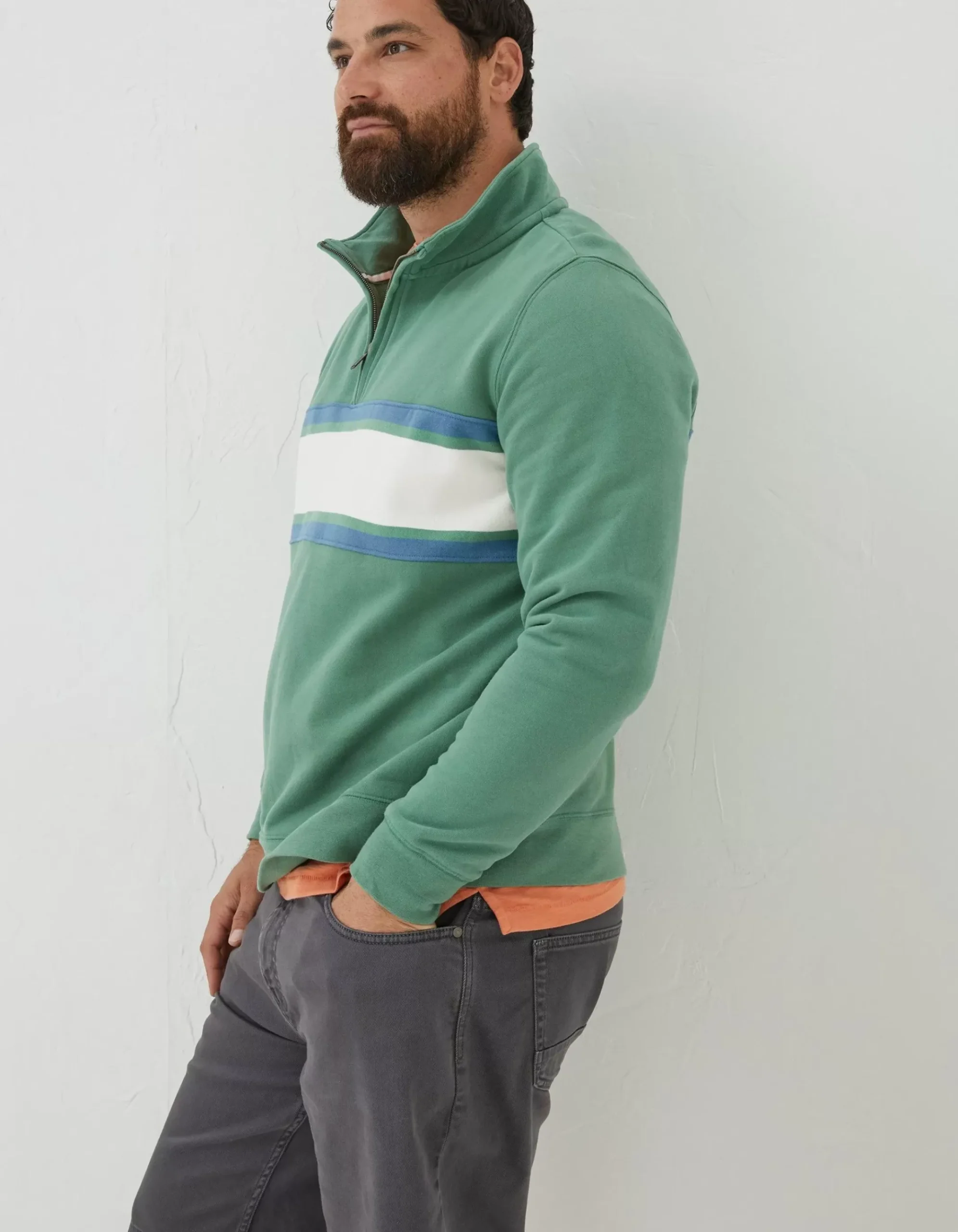Fowey Stripe Half Neck Sweatshirt