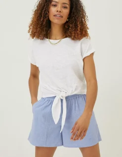 Fran Broderie Tie Front Top