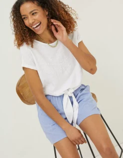 Fran Broderie Tie Front Top