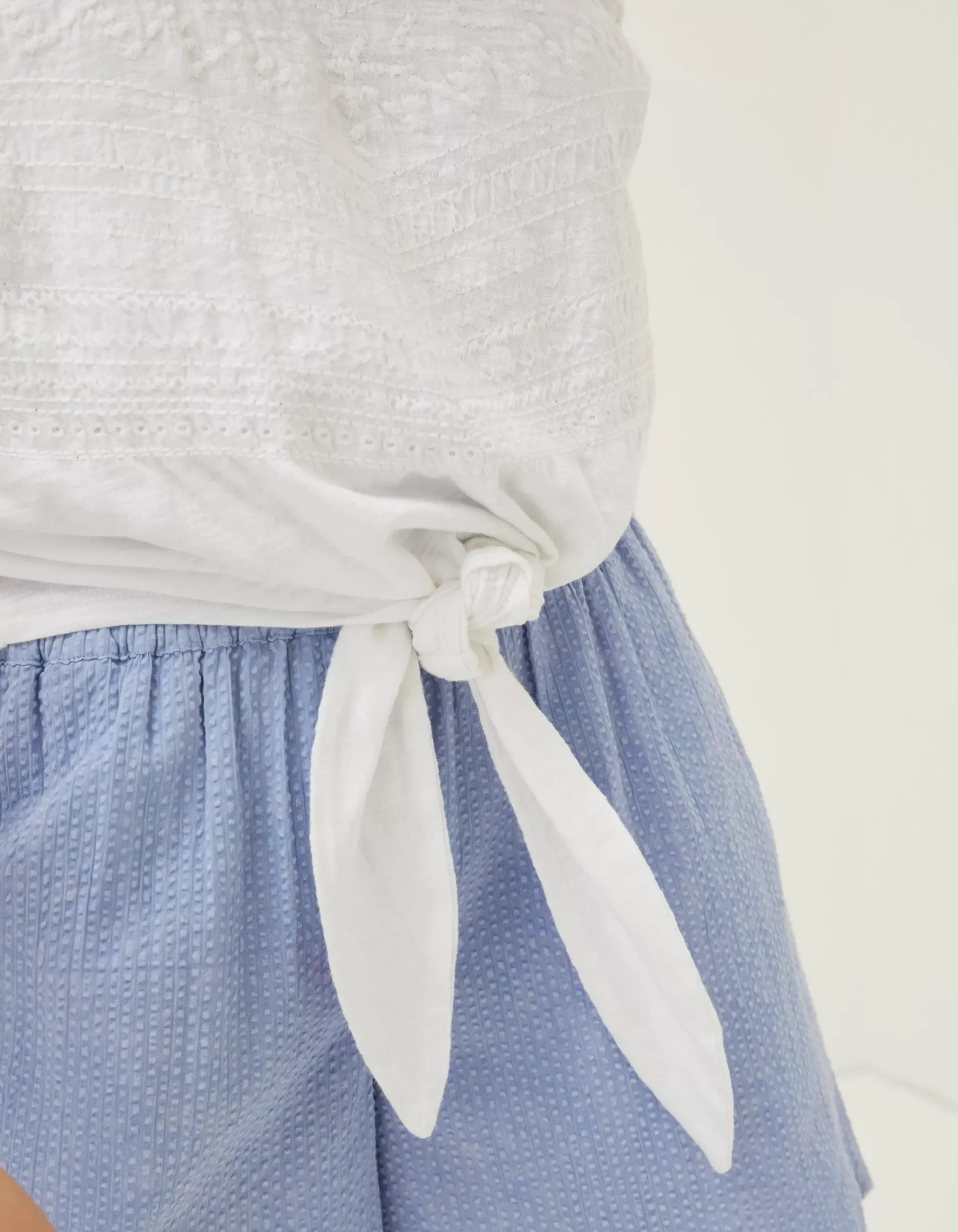 Fran Broderie Tie Front Top