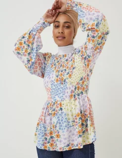 Fran Meadow Patch Shirred Top