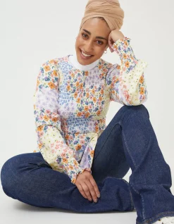 Fran Meadow Patch Shirred Top