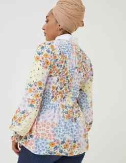Fran Meadow Patch Shirred Top