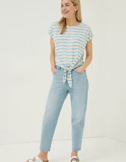 Fran Stripe Tie Front Top