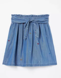 Hallie Flower Embroidered Tie Skirt