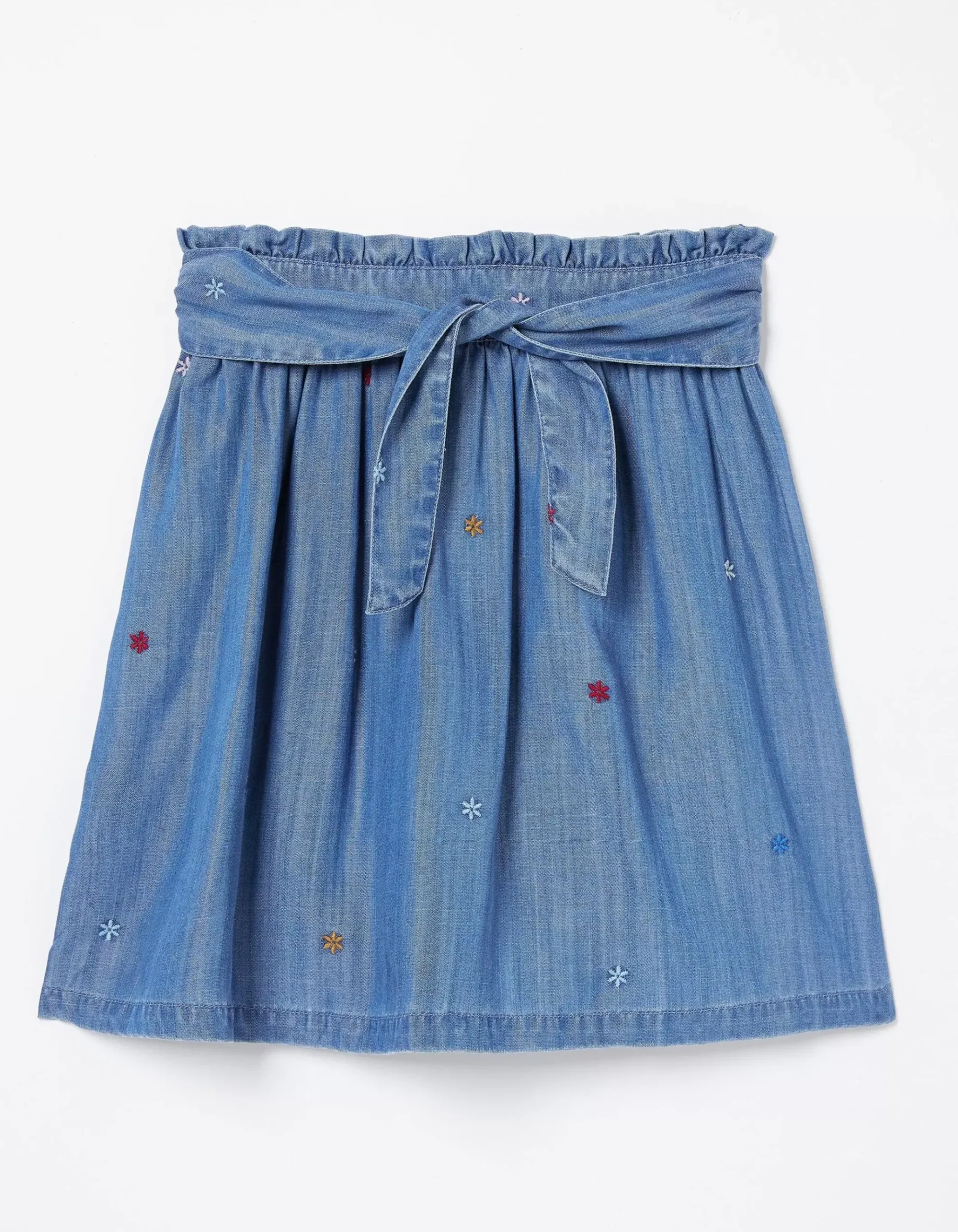 Hallie Flower Embroidered Tie Skirt