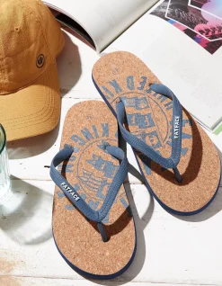 Henley Cork Logo Flip Flops