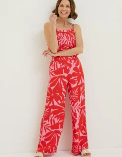 Ikat Leaves Palazzo Trousers