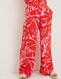 Ikat Leaves Palazzo Trousers