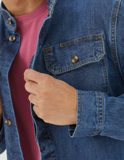 Indigo Denim Grandad Shirt