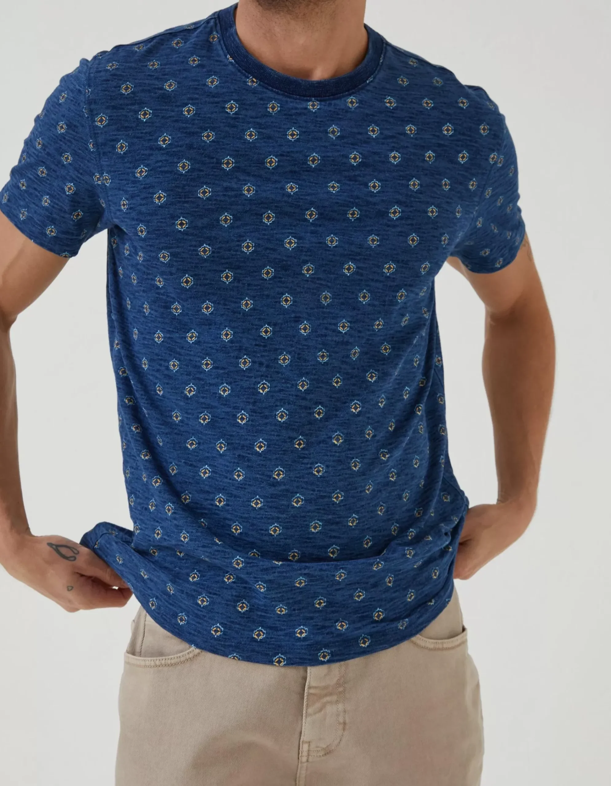Indigo Geo Print T Shirt