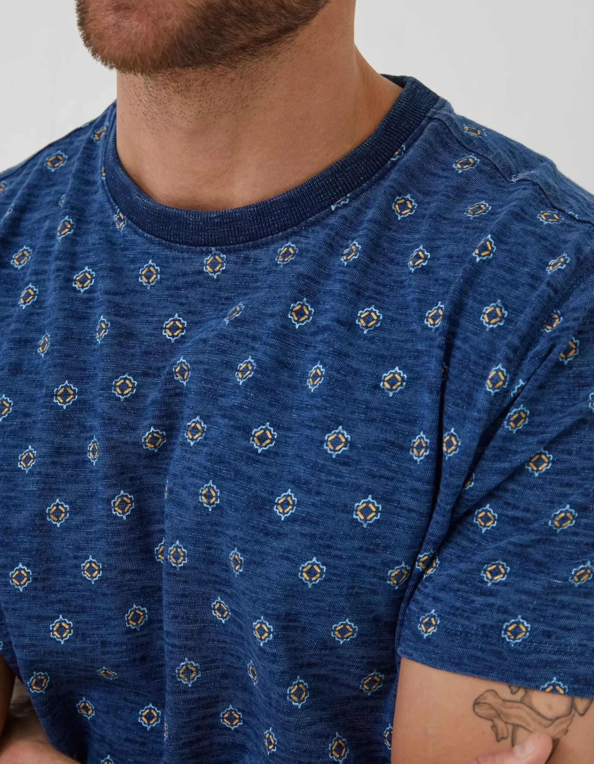 Indigo Geo Print T Shirt