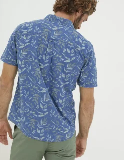 Indigo Leaf Print Shirt