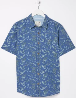 Indigo Leaf Print Shirt