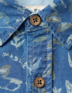 Indigo Leaf Print Shirt