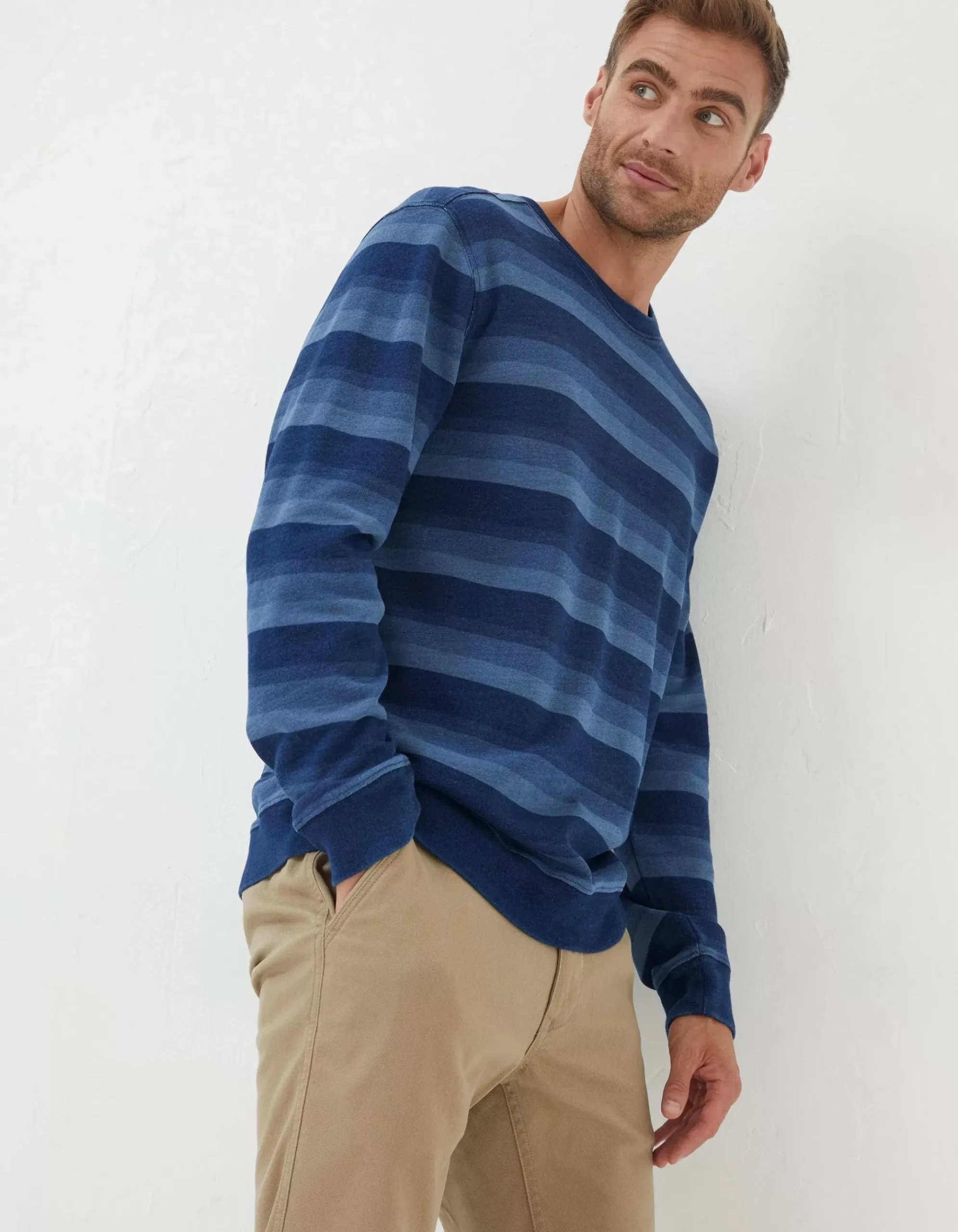 Indigo Stripe Crew Neck Sweatshirt