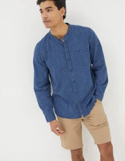 Indigo Stripe Grandad Shirt