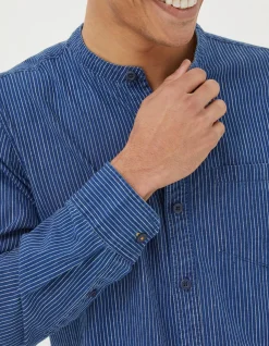 Indigo Stripe Grandad Shirt