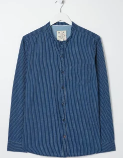 Indigo Stripe Grandad Shirt