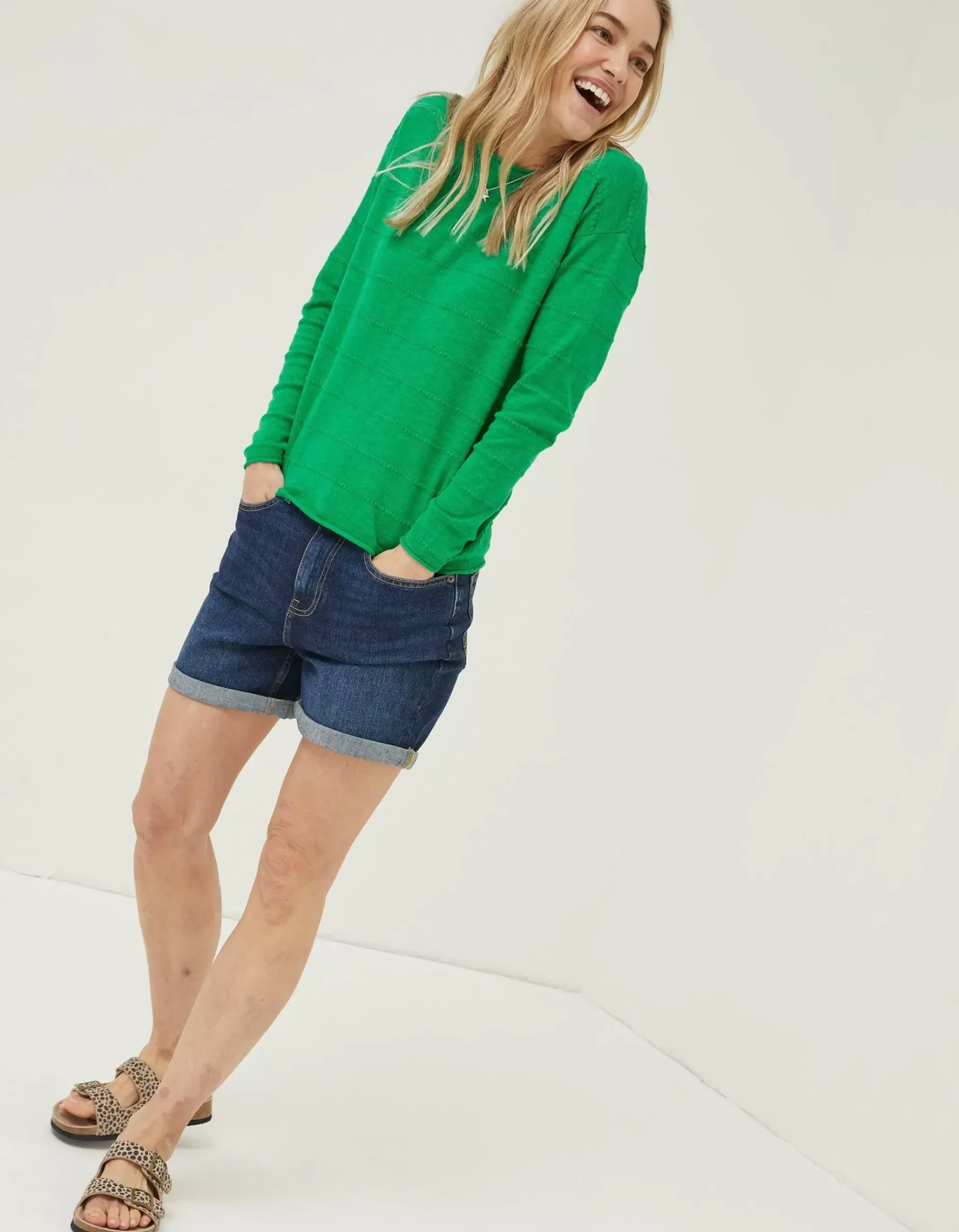 Isobella Linen Blend Button Back Jumper