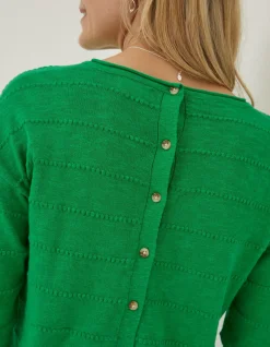 Isobella Linen Blend Button Back Jumper