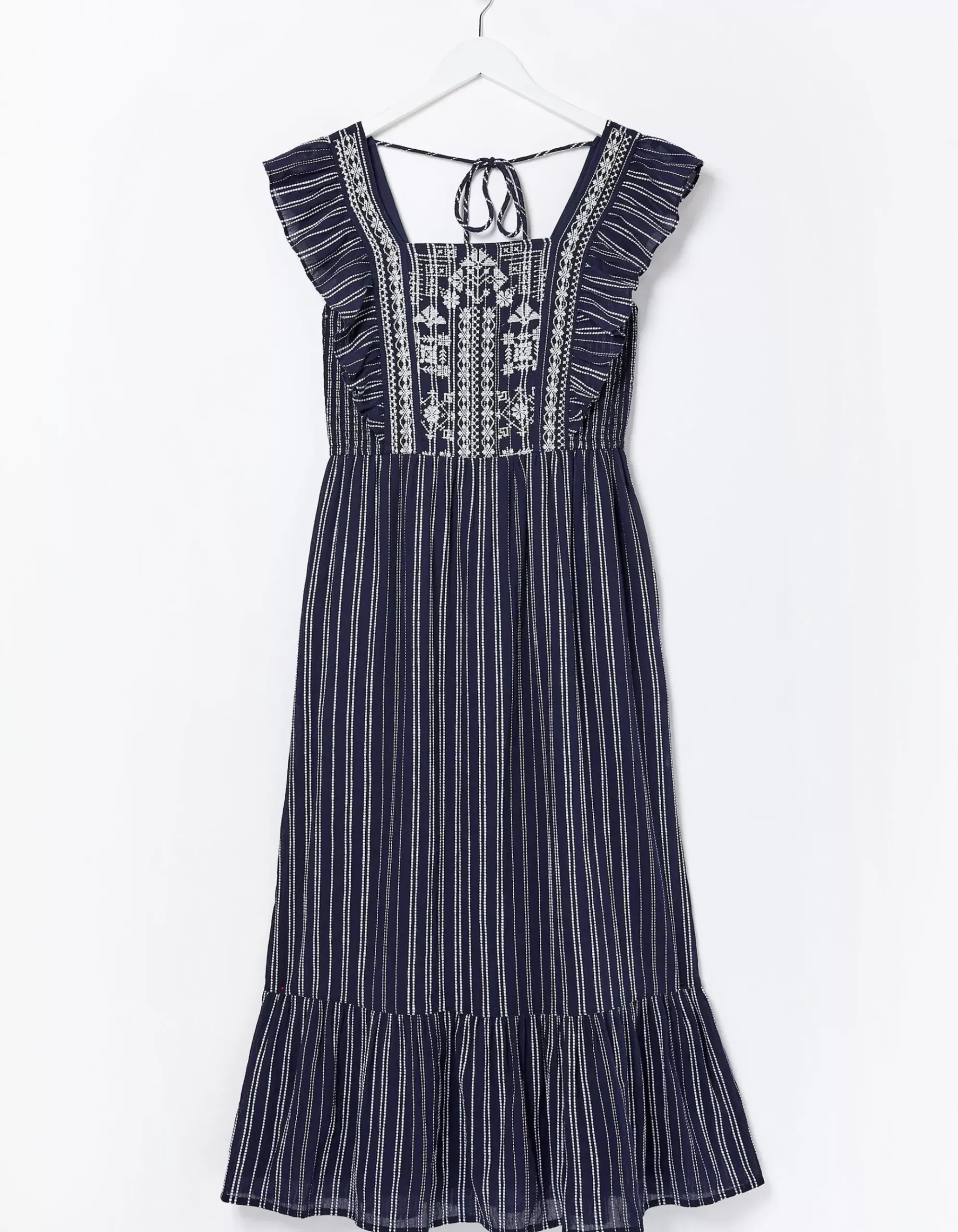 Izzi Stripe Embroidered Midi Dress