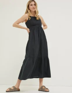 Julien Tie Back Linen Midi Dress