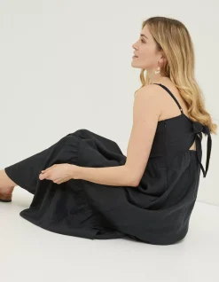 Julien Tie Back Linen Midi Dress