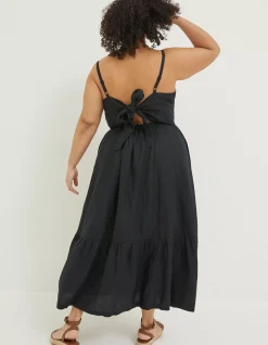 Julien Tie Back Linen Midi Dress