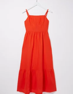 Julien Tie Back Linen Midi Dress