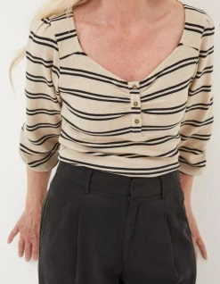 Kara Stripe Henley Top