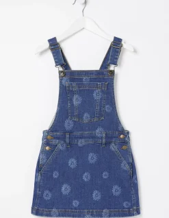 Laser Print Denim Pinafore Dress