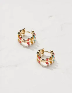 Leaf Huggy Hoop Earrings