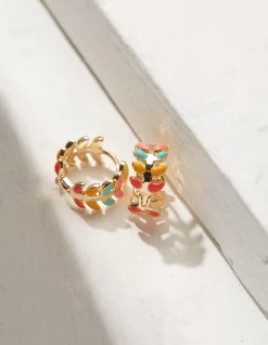 Leaf Huggy Hoop Earrings