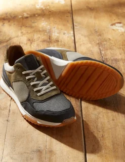 Leather Colour Block Trainers
