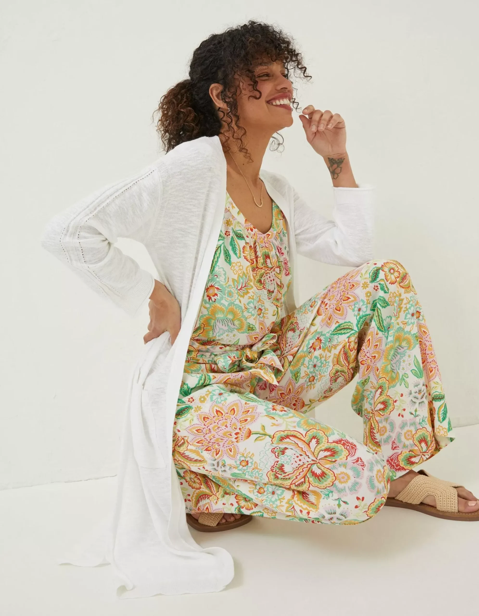 Lindsay Cotton Linen Longline Cardigan