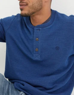 Long Sleeve Indigo Henley