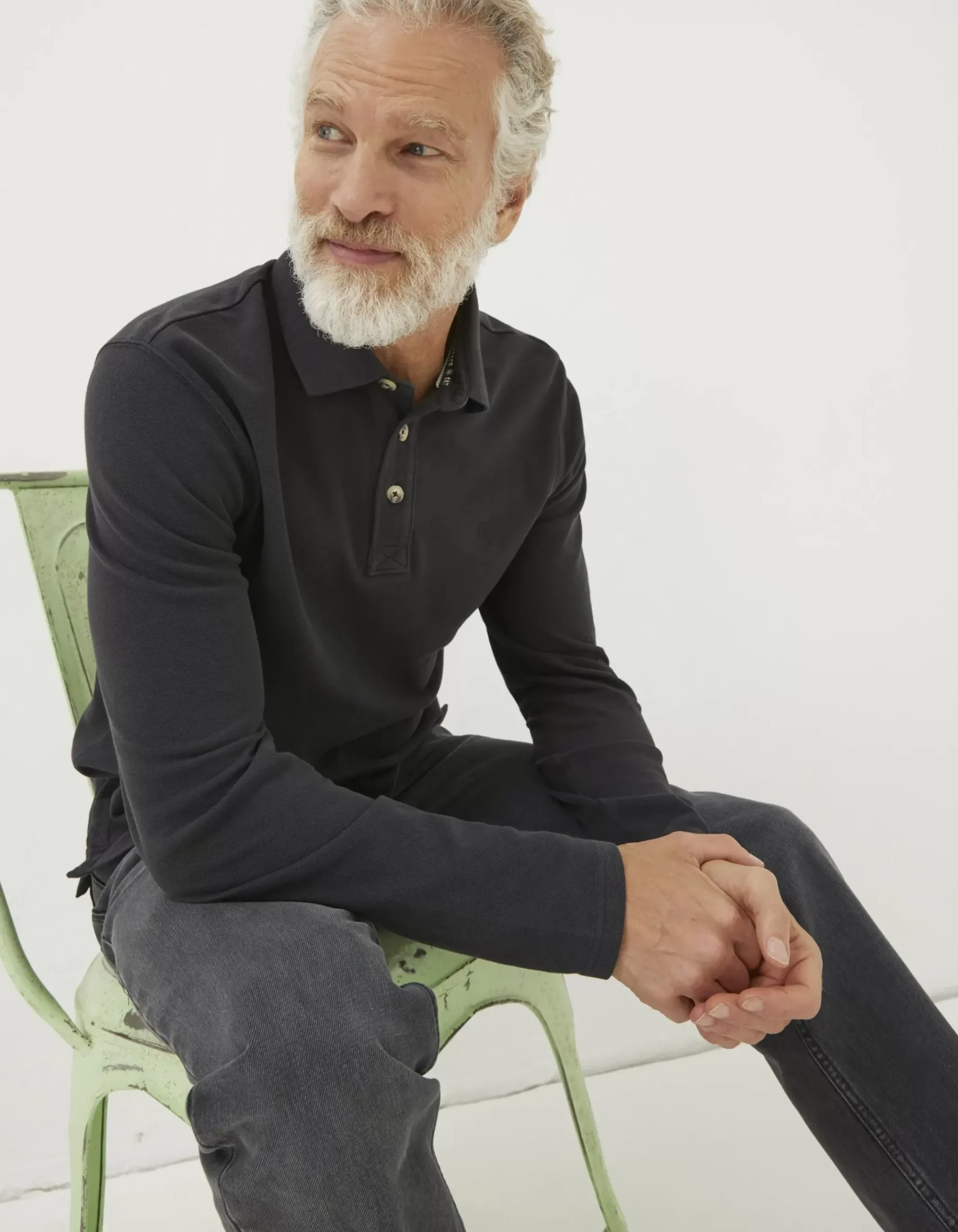 Long Sleeve Organic Cotton Pique Polo
