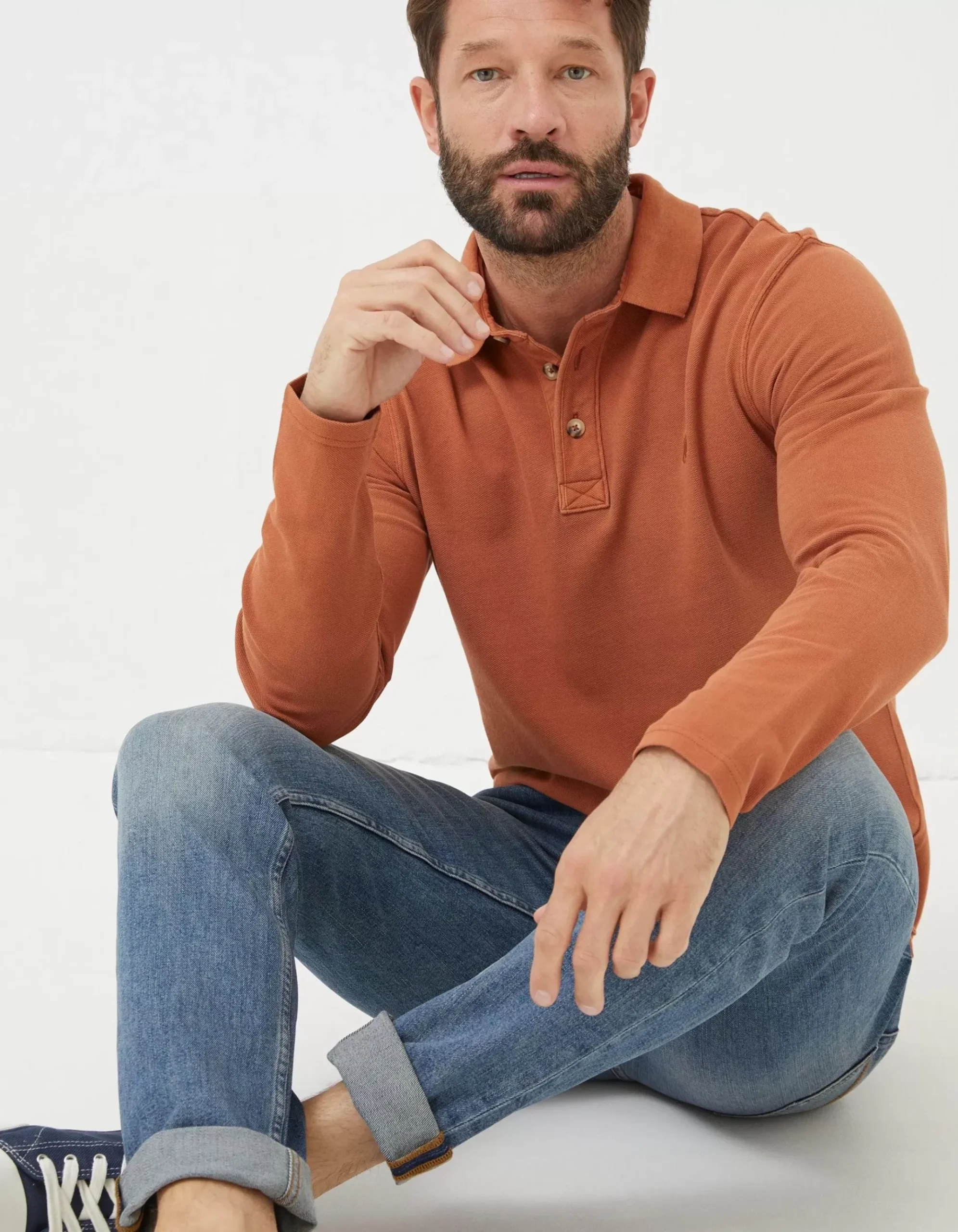 Long Sleeve Organic Pique Polo