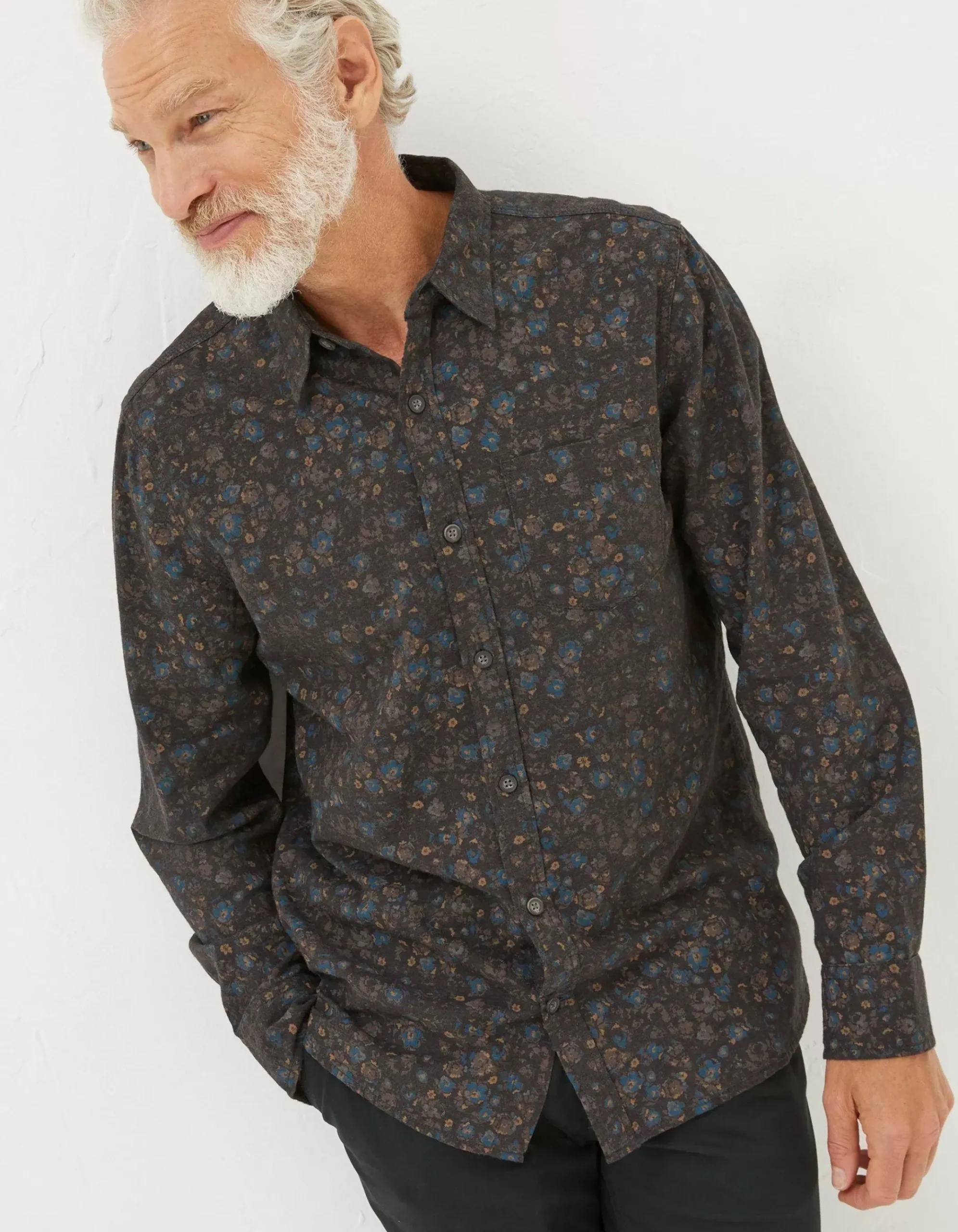 Long Sleeve Painted Floral Print Shirt