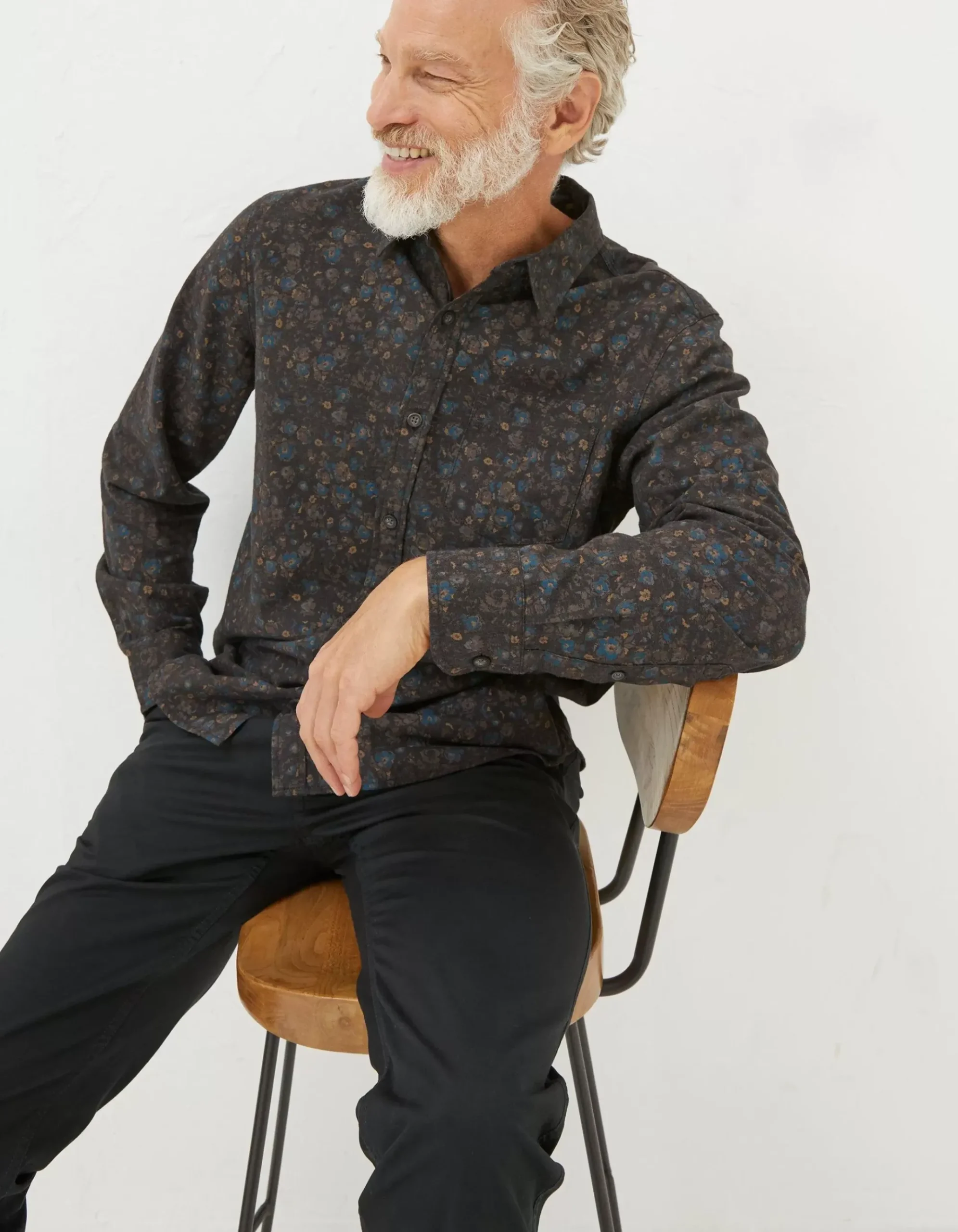 Long Sleeve Painted Floral Print Shirt