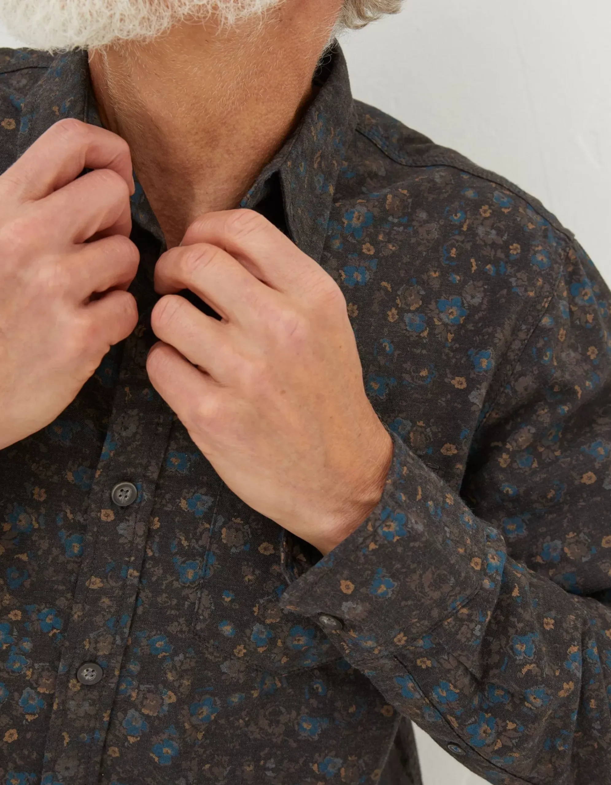 Long Sleeve Painted Floral Print Shirt