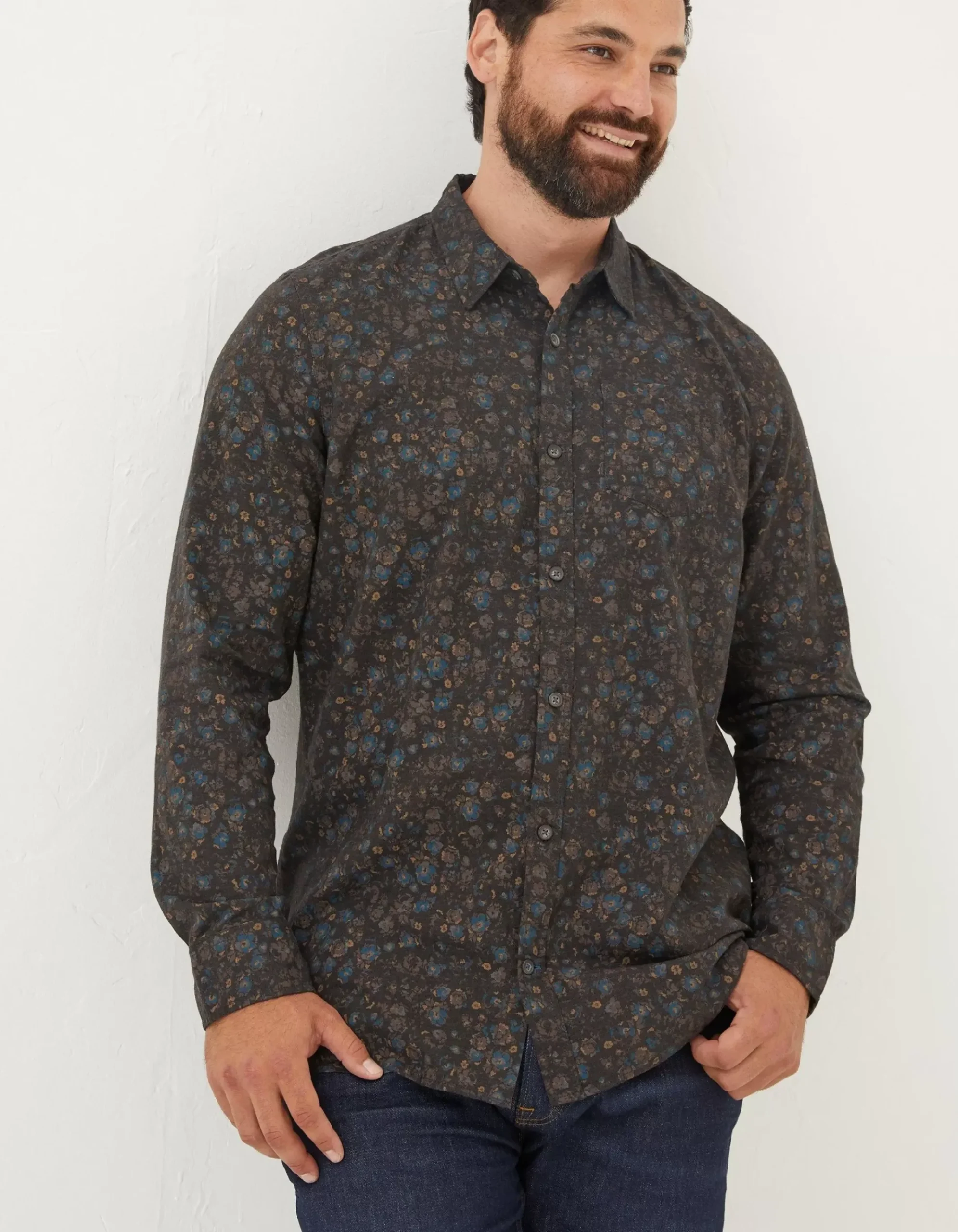 Long Sleeve Painted Floral Print Shirt