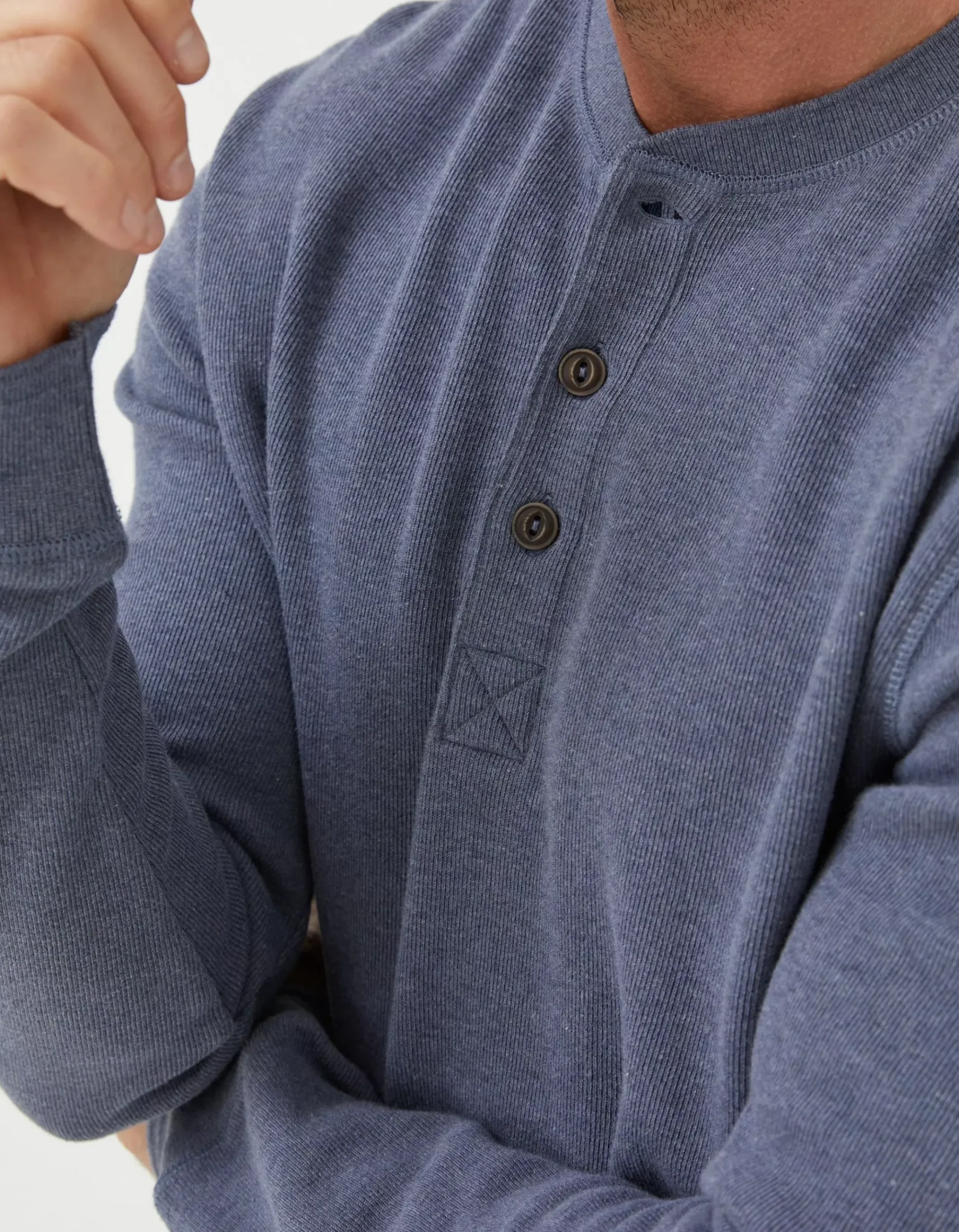 Long Sleeve Ribbed Henley