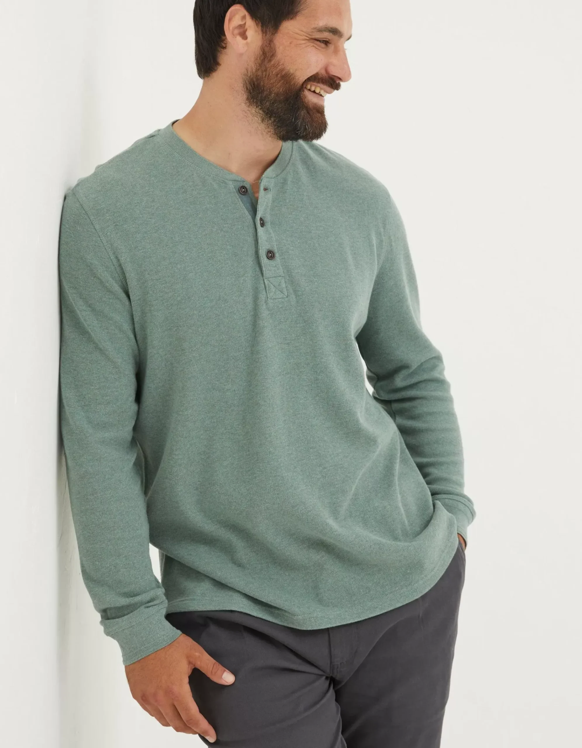 Long Sleeve Ribbed Henley