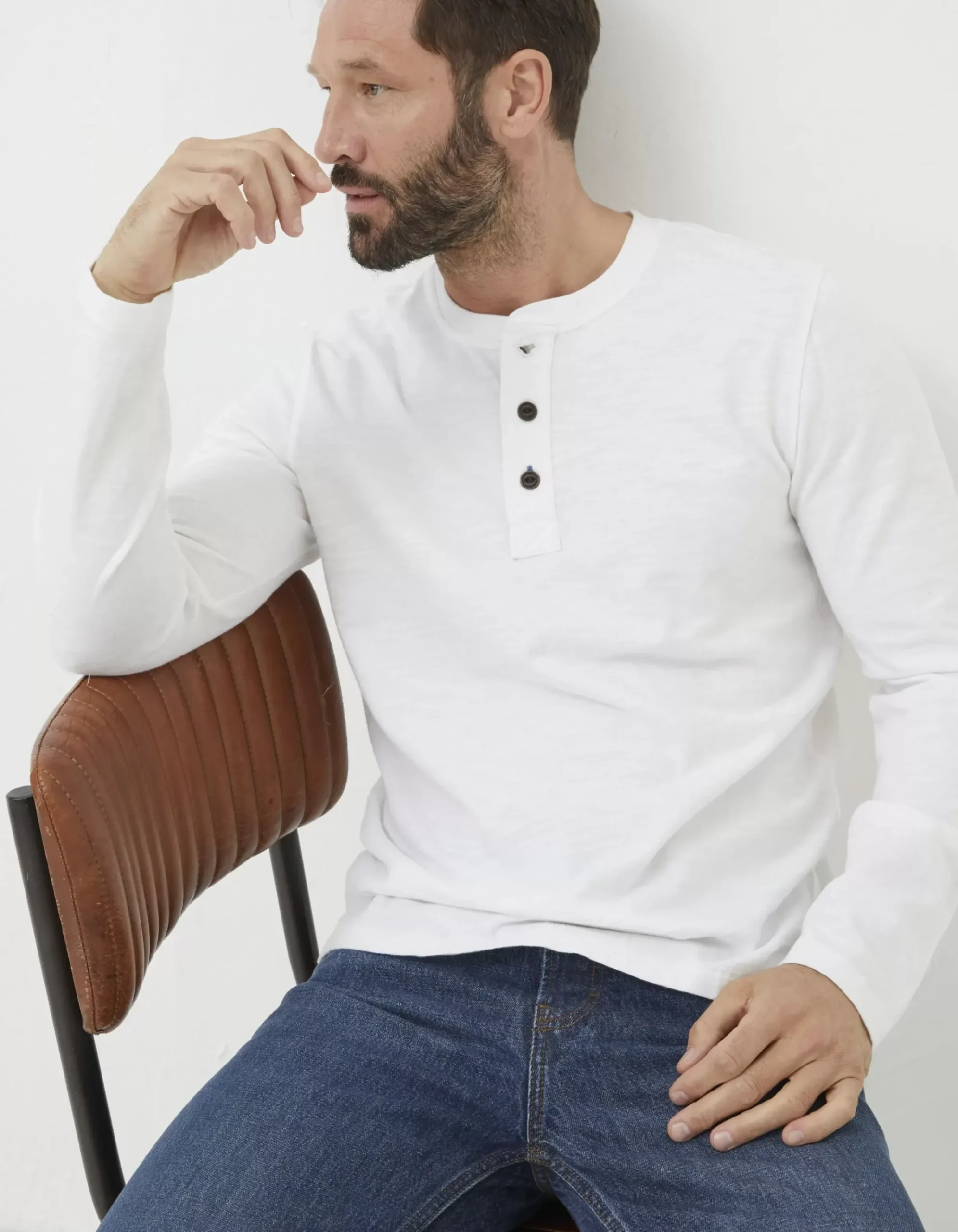 Long Sleeve Slub Henley T Shirt