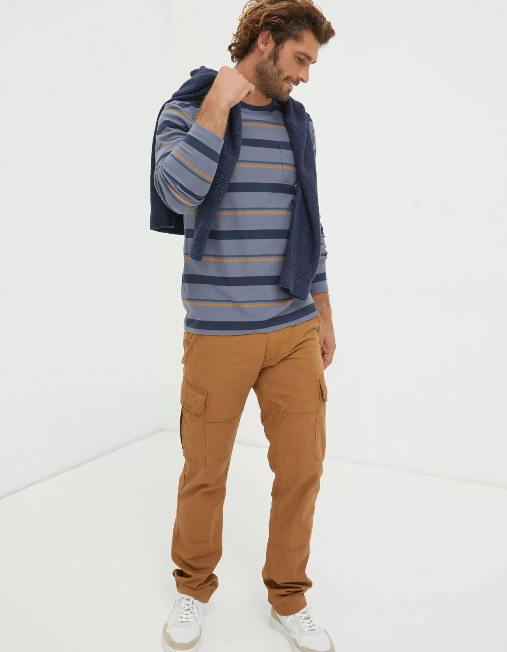 Long Sleeve Stripe Pocket Crew