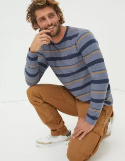 Long Sleeve Stripe Pocket Crew