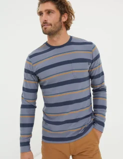 Long Sleeve Stripe Pocket Crew