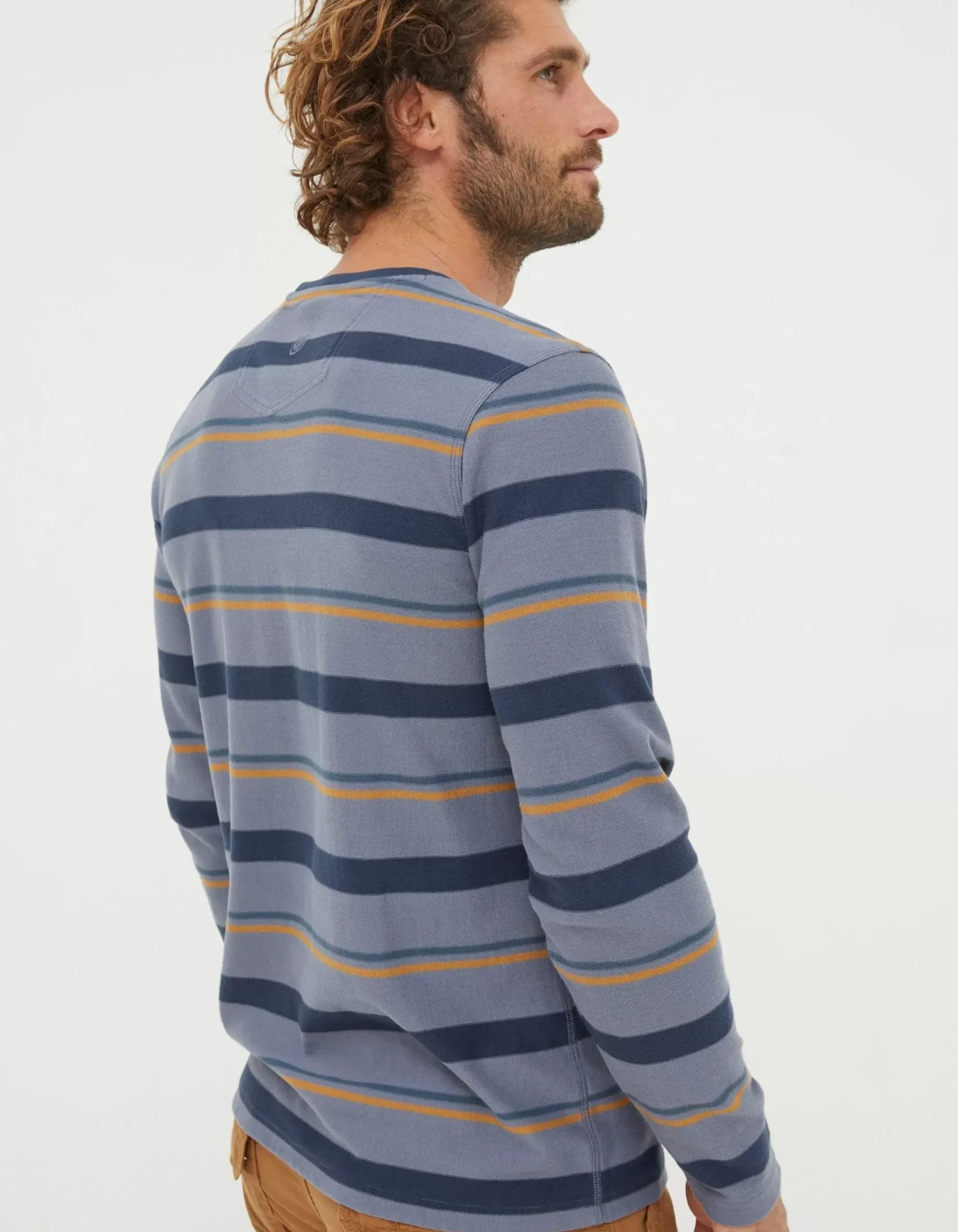 Long Sleeve Stripe Pocket Crew